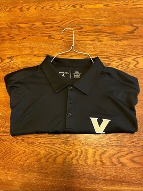 Men’s XXL Antigua Men's Black Polo with Gold and White 'V' Vanderbilt Logo